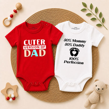 Cuter Version of Dad & 100% Perfection Romper Combo Set – Baby Romper Set