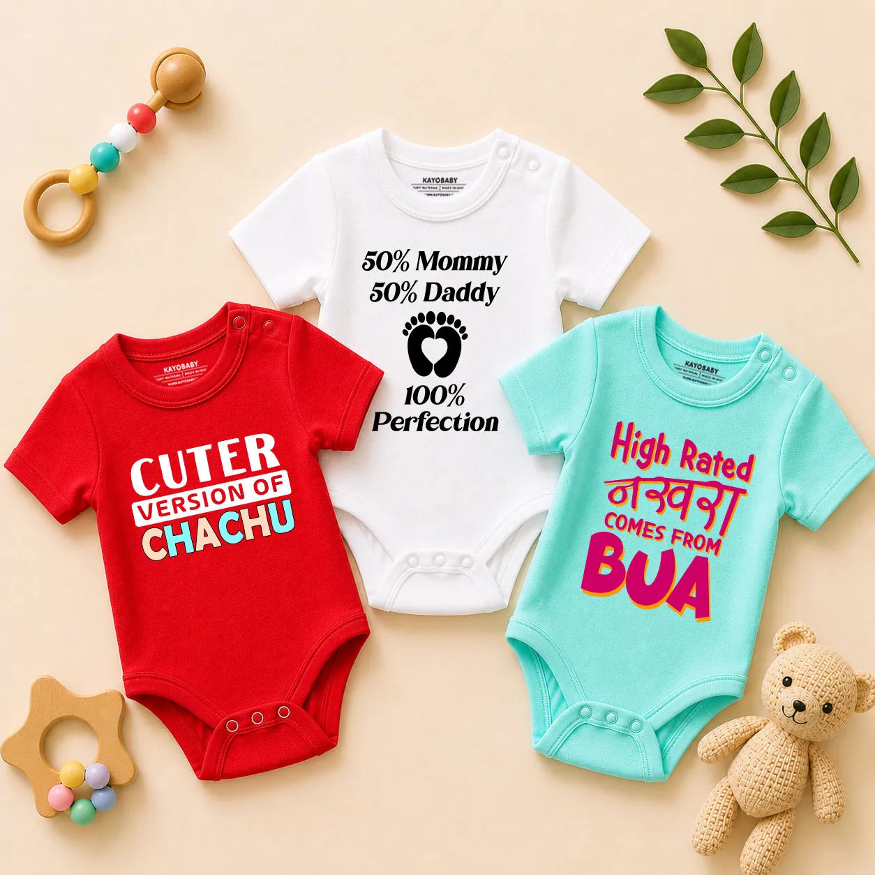 Little Family Rockstar Baby Romper Combo Set (Pack of 3)