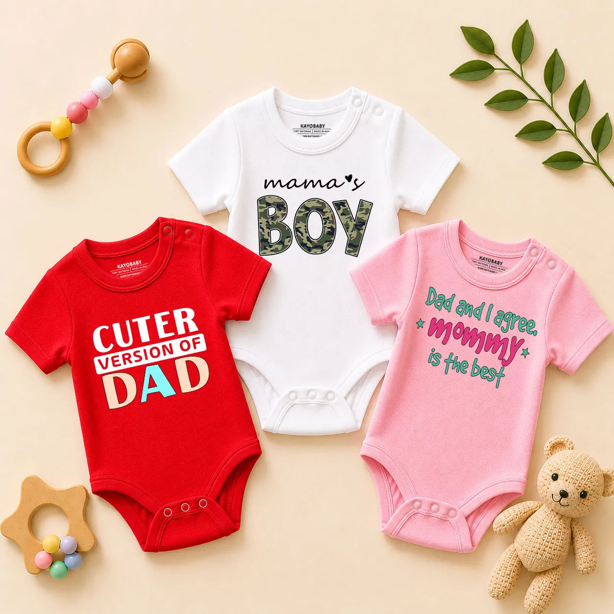 Mama’s Boy & Cuter Version of Dad Baby Romper Combo Set (Pack of 3)