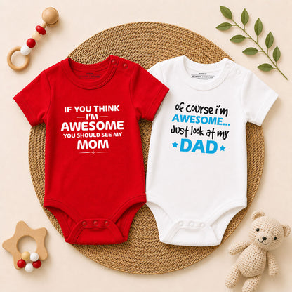 Awesome Like Mom & Awesome Like Dad Baby Romper Combo Set