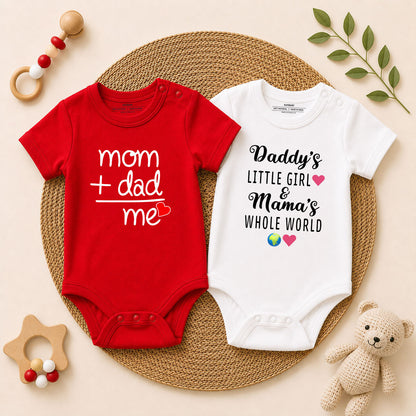 Mom + Dad = Me & Daddy’s Little Girl Baby Romper Combo Set