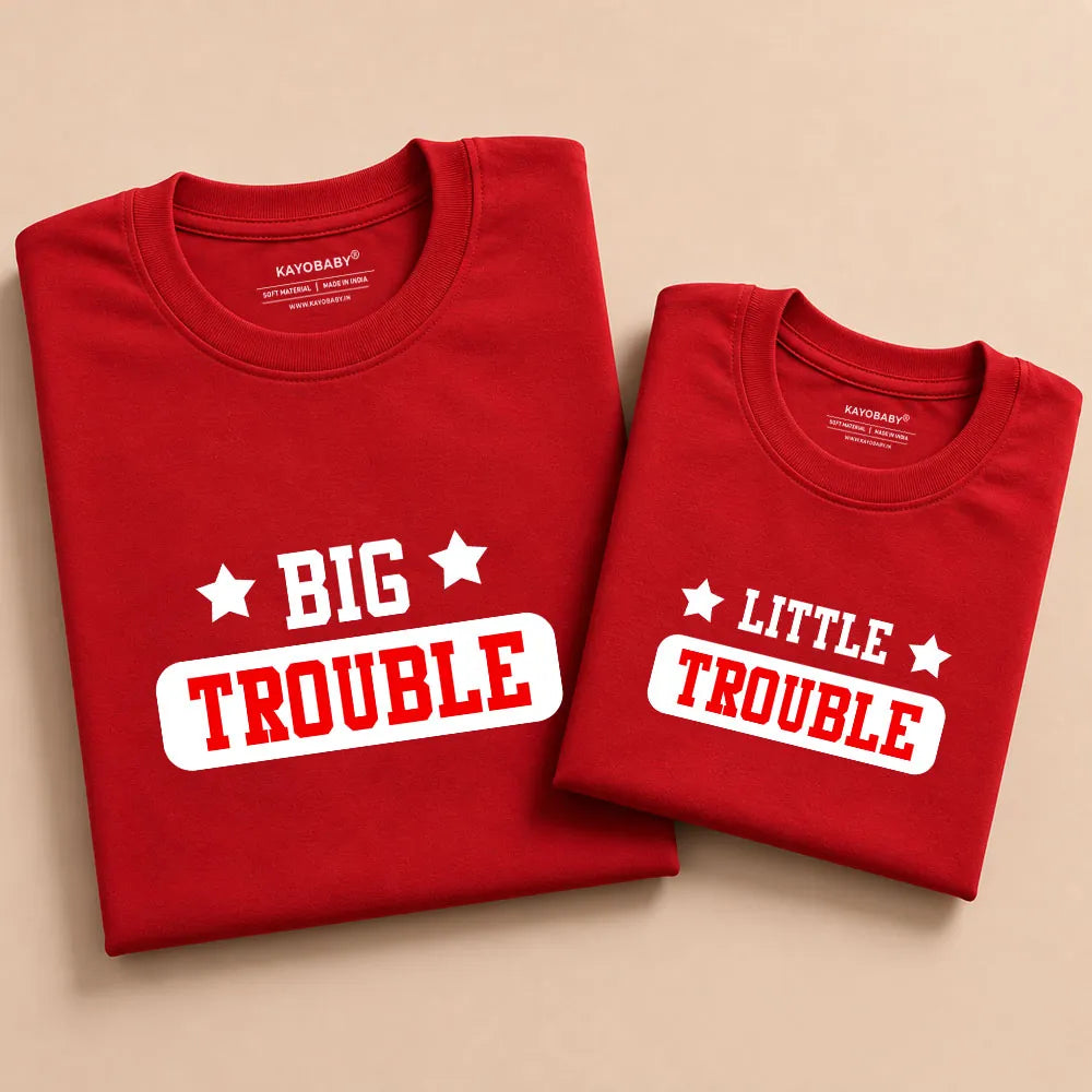 Big Trouble & Little Trouble Matching T-Shirt Set – Parent Child Matching Outfit