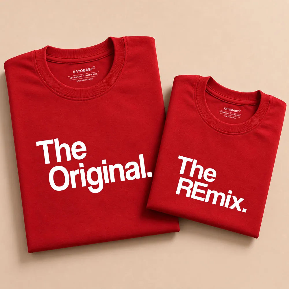 The Original and The Remix matching parent baby t-shirt combo red KayoBaby