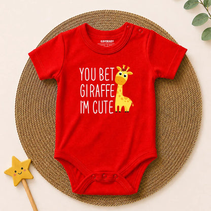 You Bet Giraffe I'm Cute & Dad's Little Dude Baby Romper Combo Set