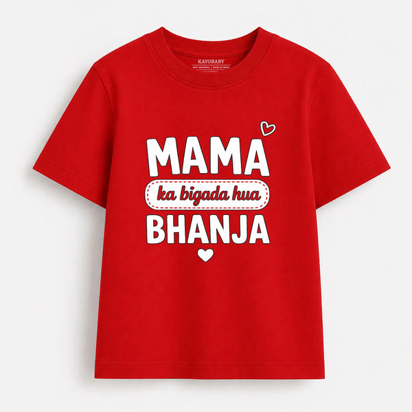Mama Ka Bigada Hua Bhanja kids t-shirt red KayoBaby India