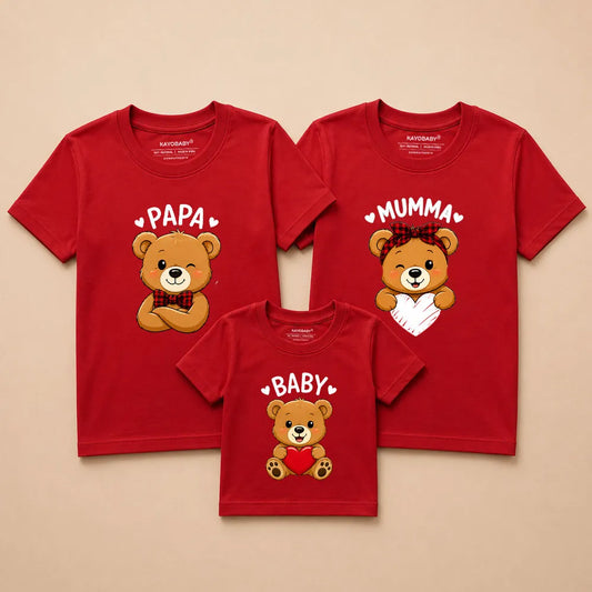 Our Little Teddy Family Matching T-Shirt Combo Set (Pack of 3)