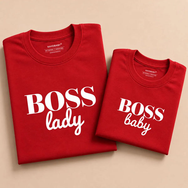 Boss Lady Boss Baby matching mother baby t-shirt combo red KayoBaby India