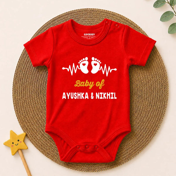 Baby of Couple Names footprints customize romper red KayoBaby India