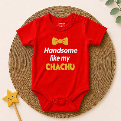 Handsome Like My Chachu baby romper red KayoBaby