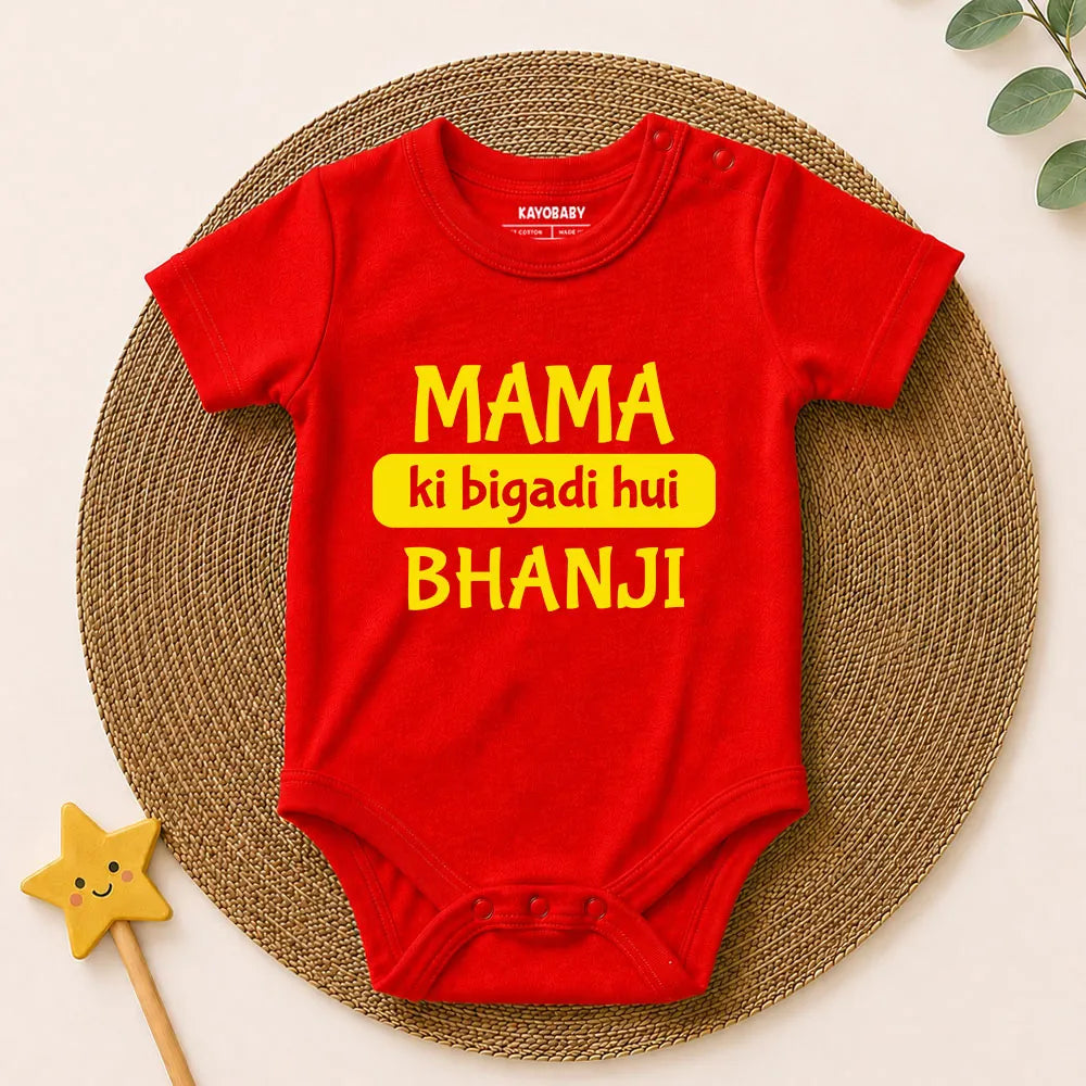 Mama Ki Bigadi Hui Bhanji & Mamu Ki Jaan Romper Combo Set – Baby Girl Romper Set