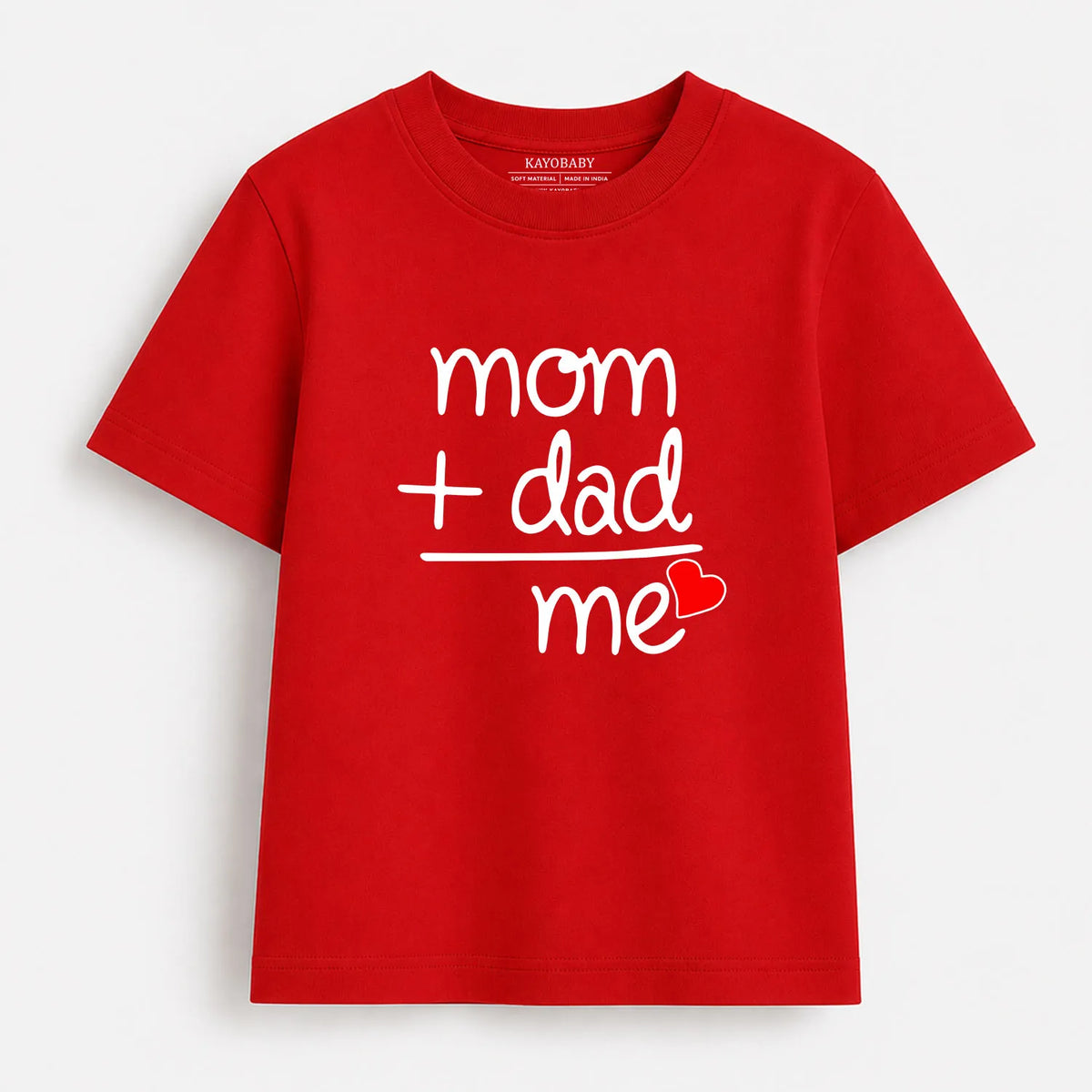 Mom Plus Dad Equals Me kids t-shirt red KayoBaby