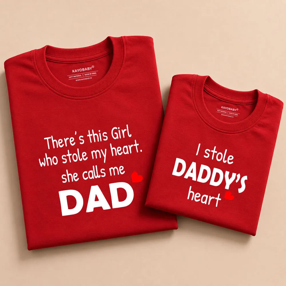 There's This Girl Who Stole My Heart & I Stole Daddy's Heart Matching T-Shirt Set
