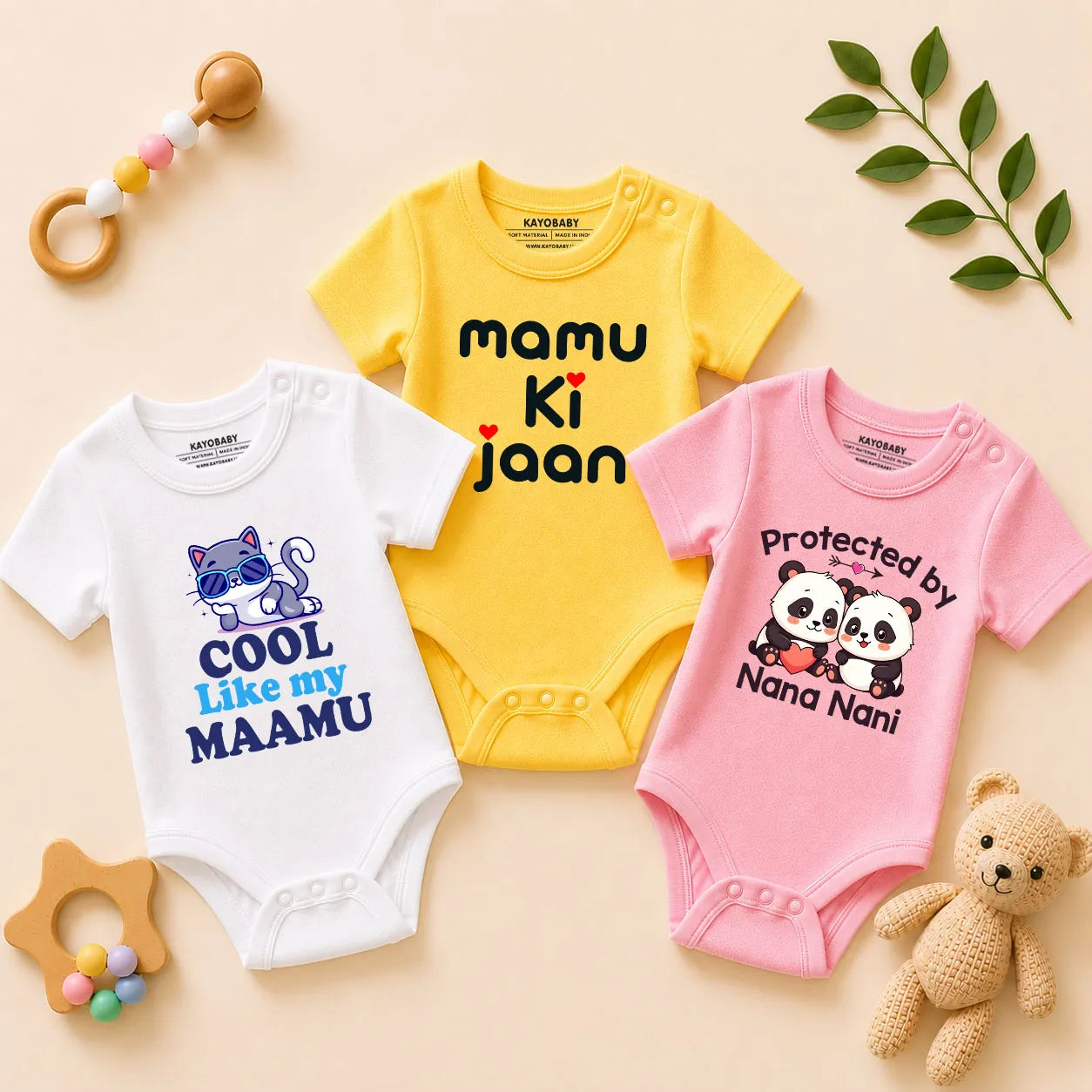 Mamu Ki Jaan Baby Romper Combo Set (Pack of 3)