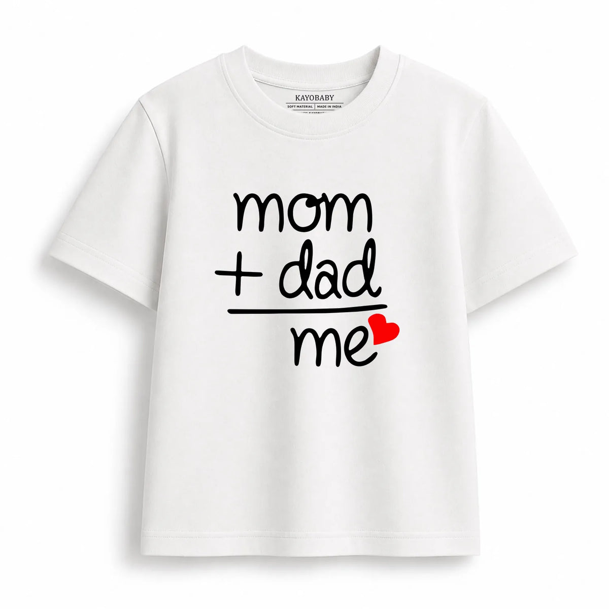 Mom Plus Dad Equals Me kids t-shirt white KayoBaby