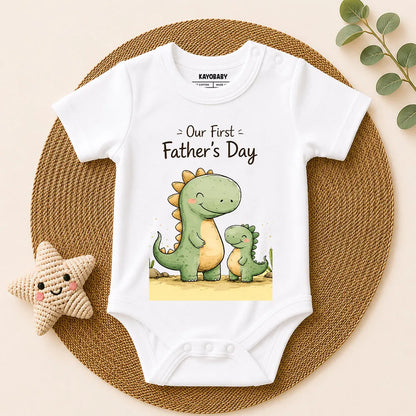 Our First Father's Day Baby Romper | Cute Daddy & Baby Dinosaur Onesie