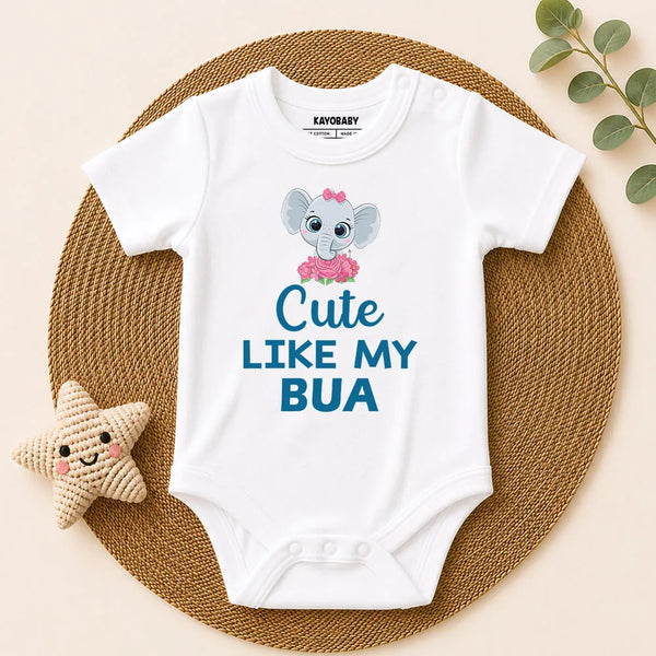 Cute Like My Bua elephant print baby romper white KayoBaby India