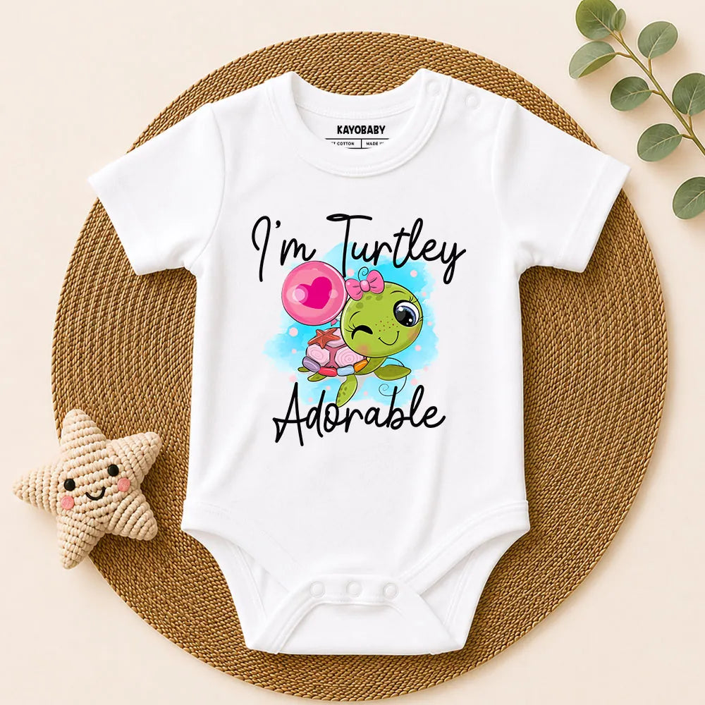 I'm Turtley Adorable baby romper white KayoBaby India
