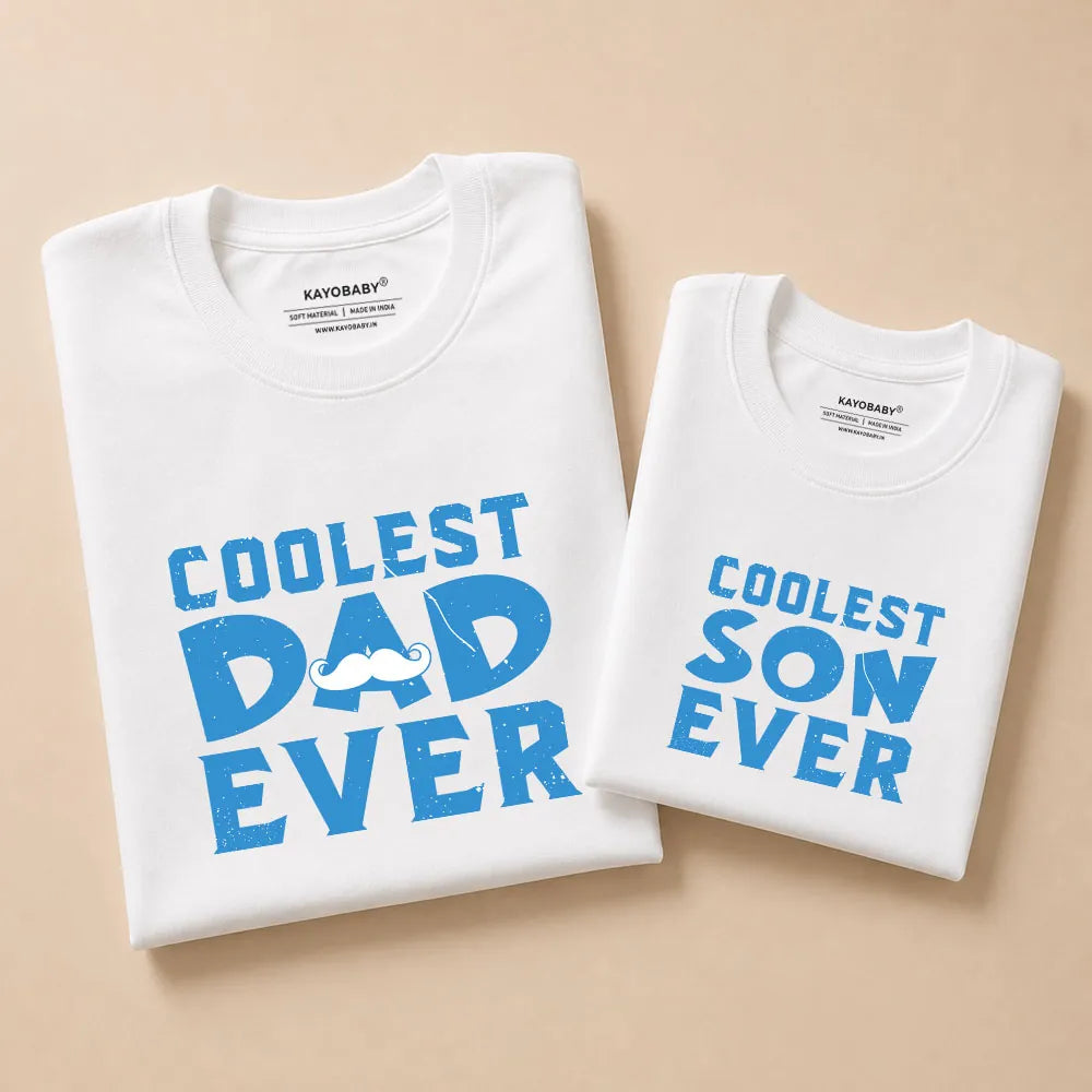 Coolest Dad Ever Coolest Son Ever matching t-shirt set white KayoBaby
