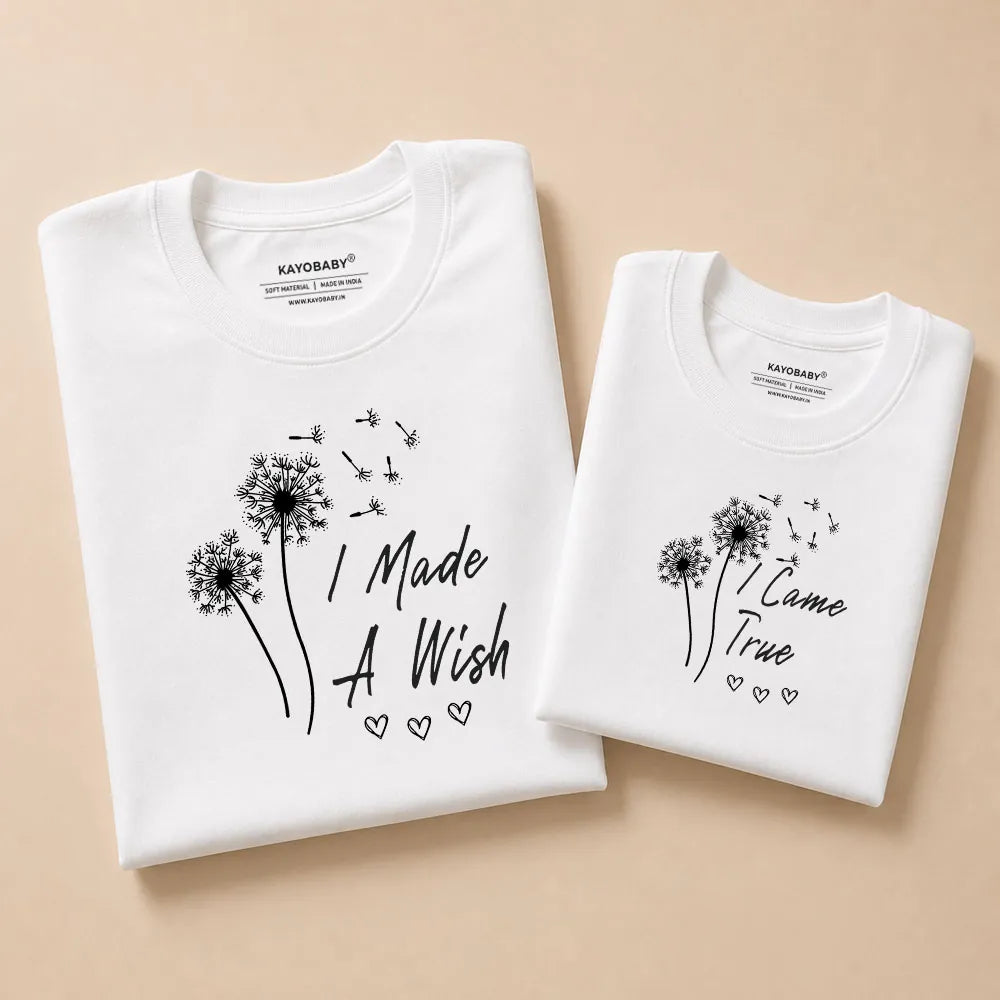I Made A Wish I Came True matching t-shirt set white KayoBaby India