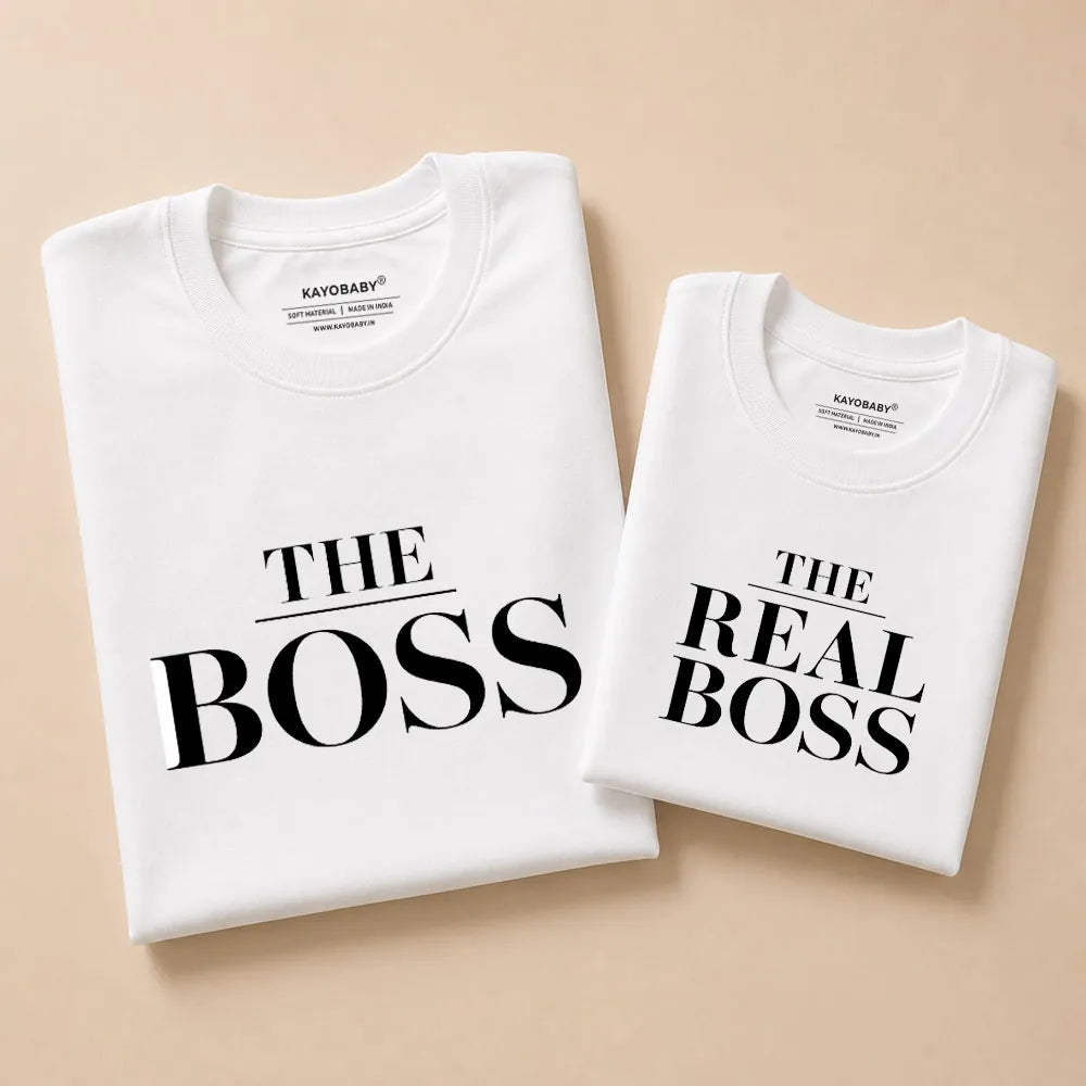The Boss and The Real Boss matching mom daughter t-shirt combo white KayoBaby
