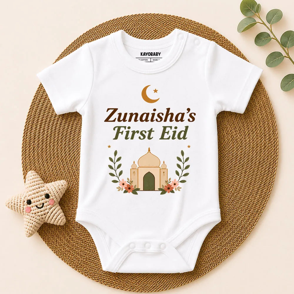 Personalized First Eid Romper – Custom Baby Name Eid Outfit