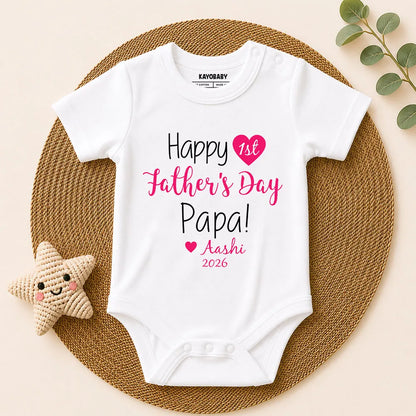 Happy 1st Father's Day Papa Personalized Baby Romper