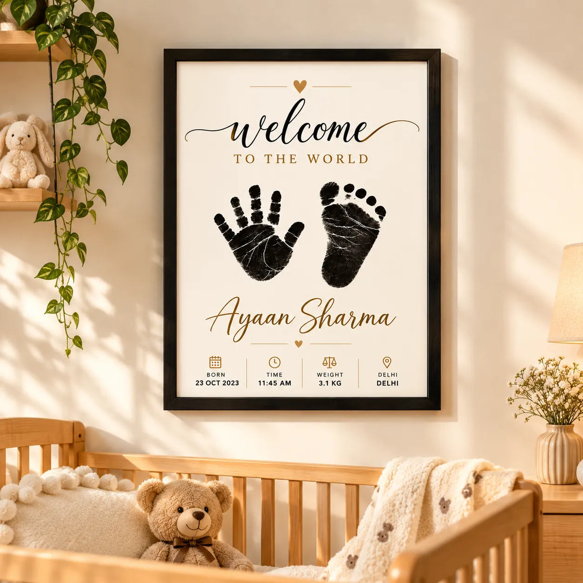 Personalized Welcome to the World Baby Frame | Custom Newborn Birth Details & Footprint Keepsake