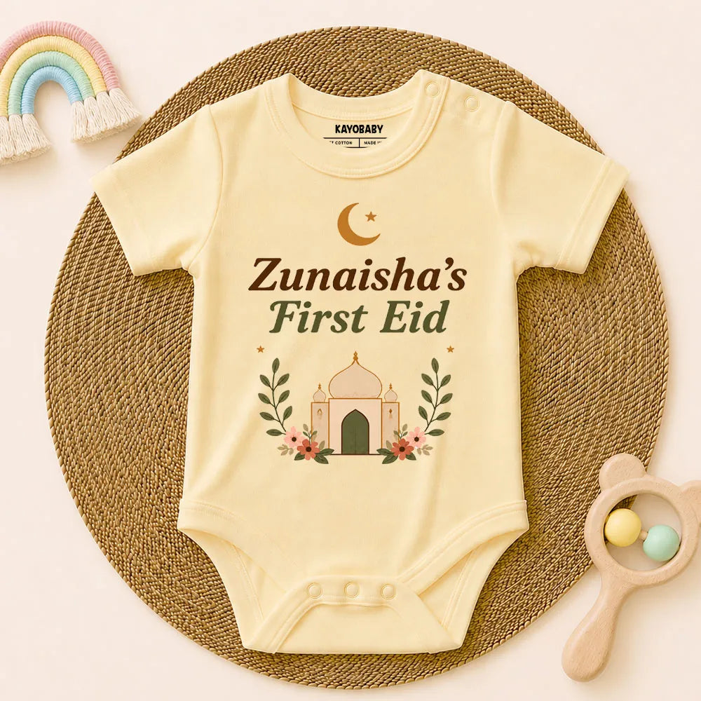 Personalized First Eid Romper – Custom Baby Name Eid Outfit