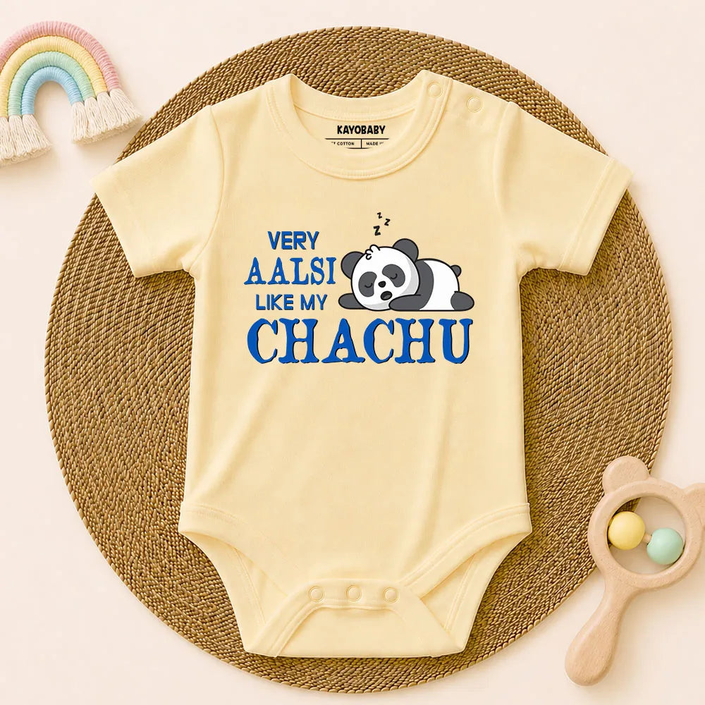 Chachu Ki Jaan & Very Aalsi Like My Chachu Romper Combo Set