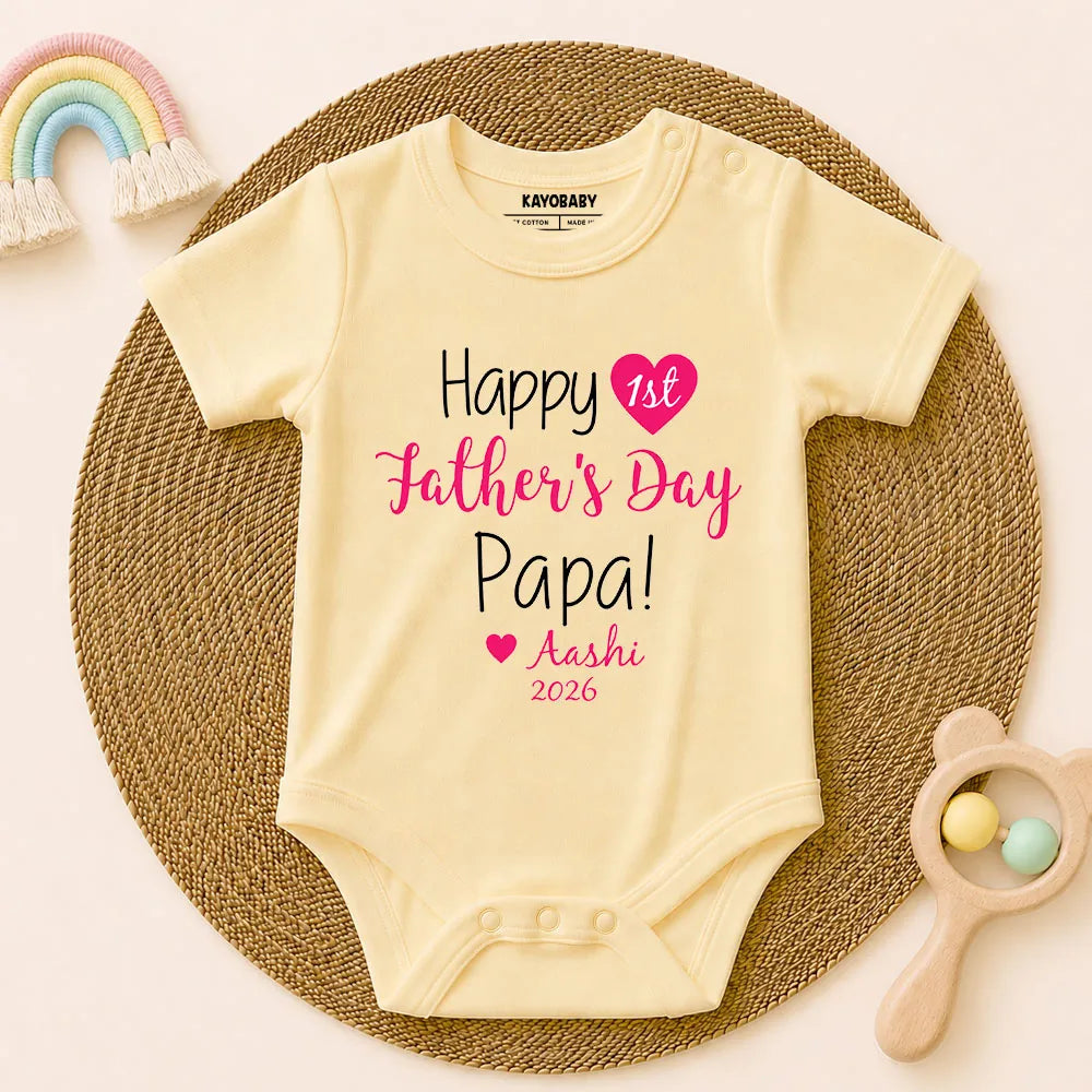 Happy 1st Father's Day Papa Personalized Baby Romper