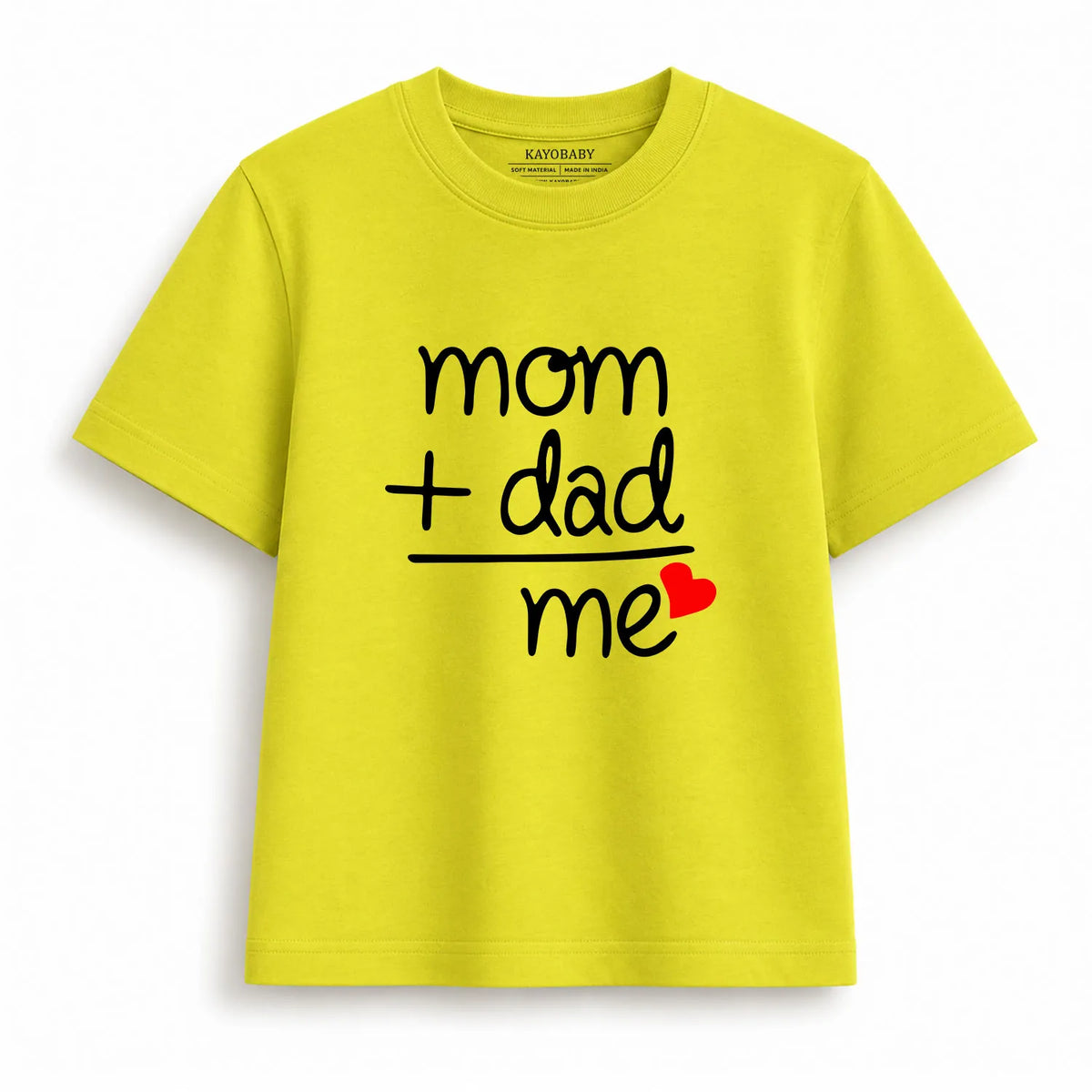 Mom Plus Dad Equals Me kids t-shirt yellow KayoBaby