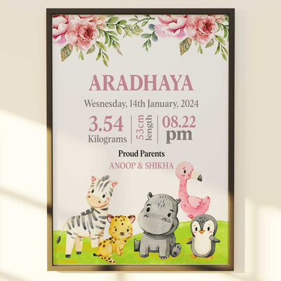 KayoBaby baby birth frame with cute animals personalized India