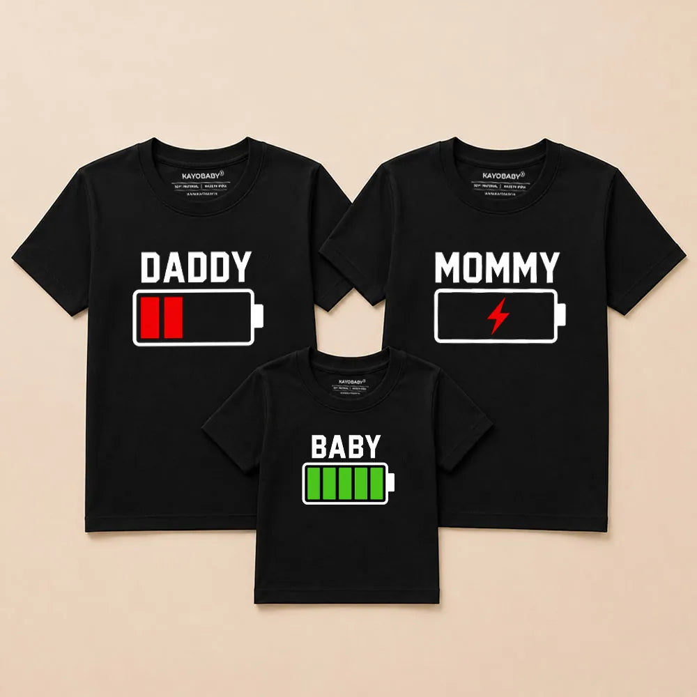 Daddy, Mommy & Baby Battery Matching Family T-Shirts