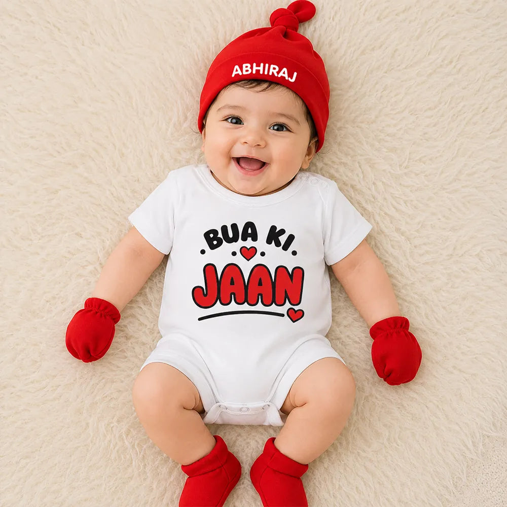Bua ki Jaan Romper Set with Cap / Mitten / Booties For Newborn