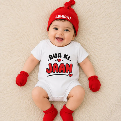 Bua ki Jaan Romper Set with Cap / Mitten / Booties For Newborn