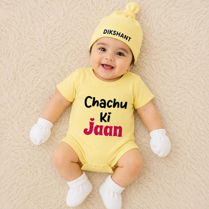 Chachu Ki jaan Romper Set with Cap / Mitten / Booties For Newborn