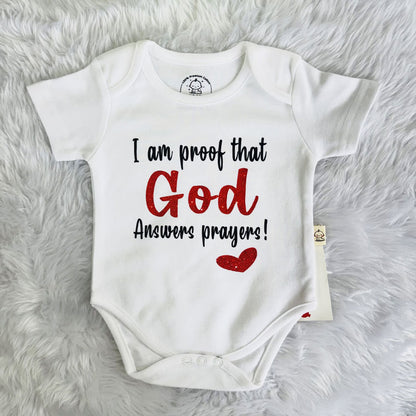 I Am Proof That God Answers Prayers Romper Set with Cap / Mitten / Booties For Newborn (Copy)