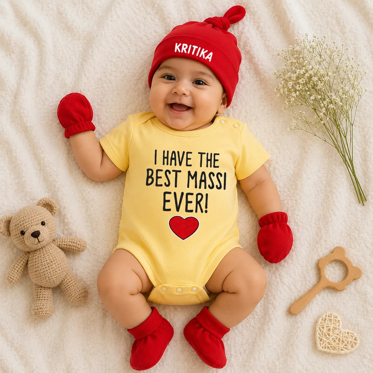 I have the Best Massi Ever Romper Set with Cap / Mitten / Booties For Newborn