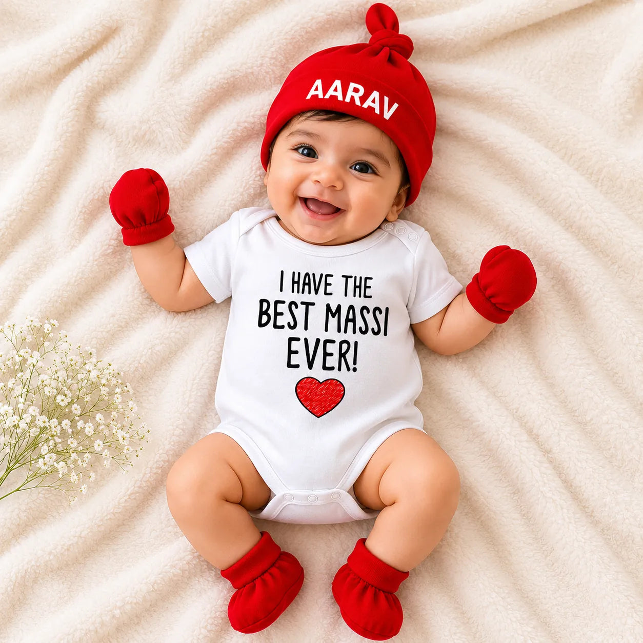I Have the best Massi Ever Romper Set with Cap / Mitten / Booties For Newborn