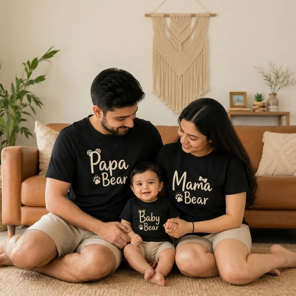 Papa Bear, Mama Bear & Baby Bear Matching Family T-Shirts