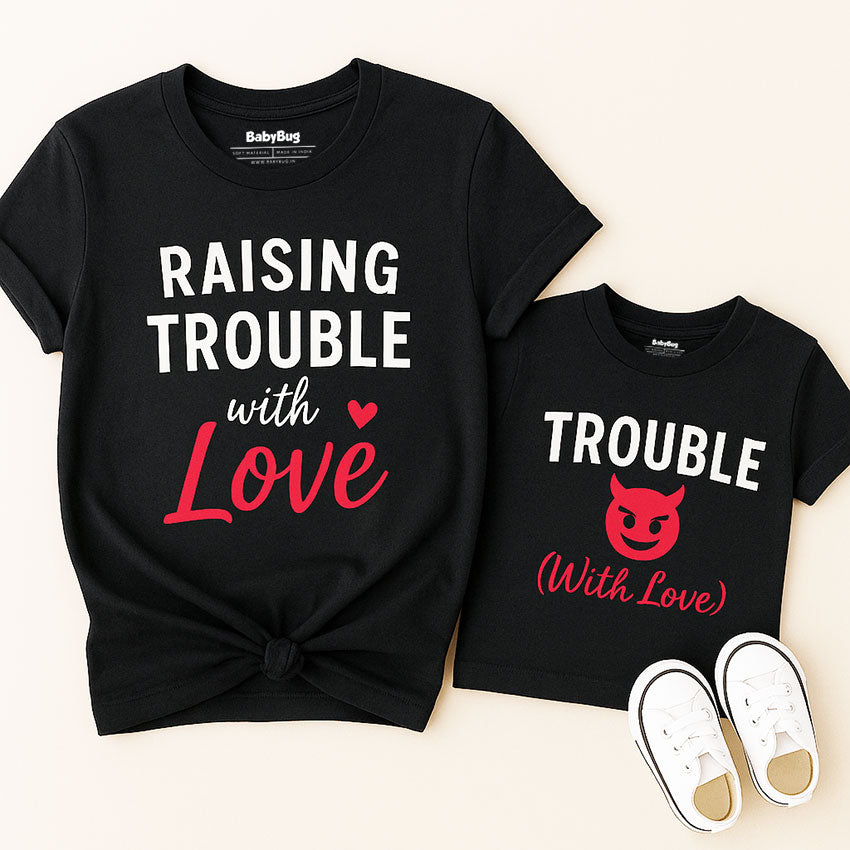 Raising Trouble With Love matching t-shirt set KayoBaby India
