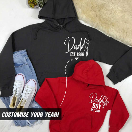 Daddy and Daddy's Boy - Est Year Hoodies Combo