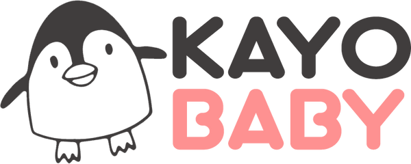 Logo of KAYO BABY with a penguin illustration on a gray background