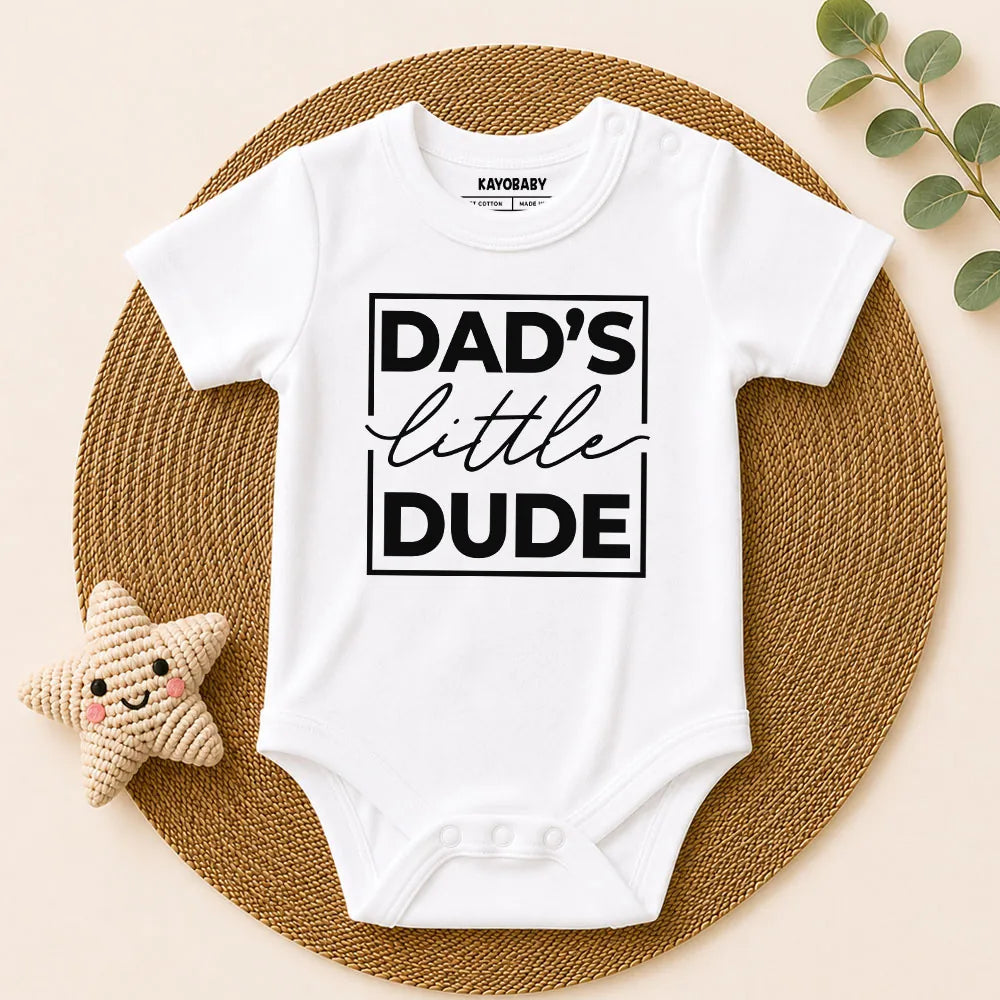 You Bet Giraffe I'm Cute & Dad's Little Dude Baby Romper Combo Set
