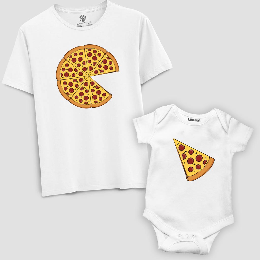 Pizza Slice matching parent baby set white KayoBaby India
